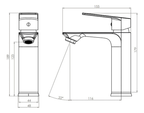 Monomando Lavatorio Llave Grifo Modelo Queens Pmb