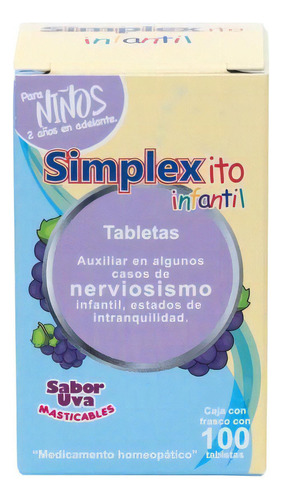 Simplexito Infantil Auxiliar En Nerviosismo Uva 100 Tabletas
