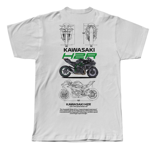 Playera Moto Kawasaki H2r Kawa Algodon Impresion Dtg