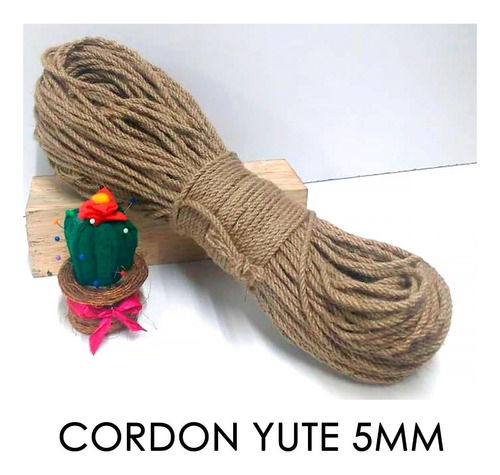 Yute Cordon Natural Cafe Grueso 5 Mm Grosor  Con 120 Mts