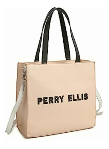 Perry Ellis Bolso Tote Color Ivory Para Dama