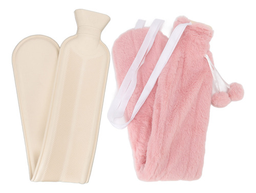 Bolsa De Agua Caliente De Caucho Rosa De 2000 Ml Con Forma D