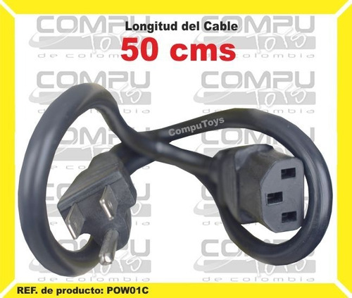 Cable De Poder 110v-cpu (c13) 50 Cm Ref Pow01c Computoys Sas
