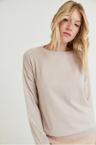 Sweater Nano Escote Redondo Con Calado En Hombros #sw2407