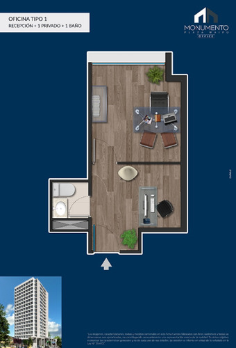 Oficina Semi Amoblada De 21 Mtrs2 Privado, Recepción Baño P9