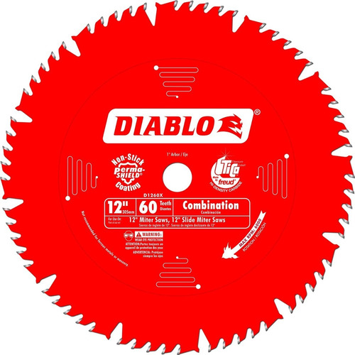 Diablo Disco De Sierra Combinada 12 PLG 60 Dientes Eje 1 Color Rojo