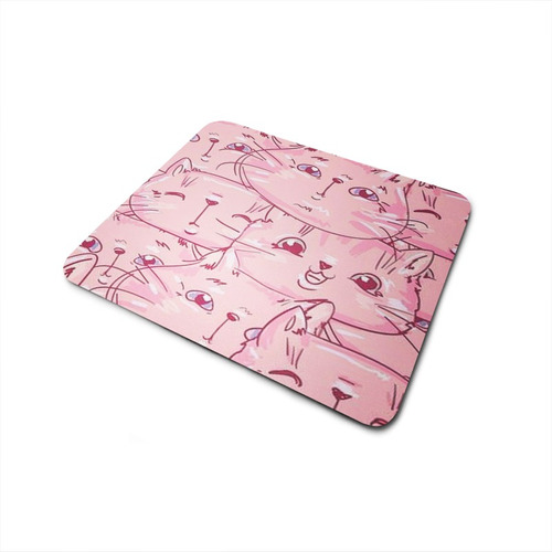 Mouse Pad Quadrado Antiderrapante Gatinhos Rosa Fofos Lindos