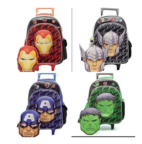 Mochila Con Carro Avengers 16 Original Bemgi