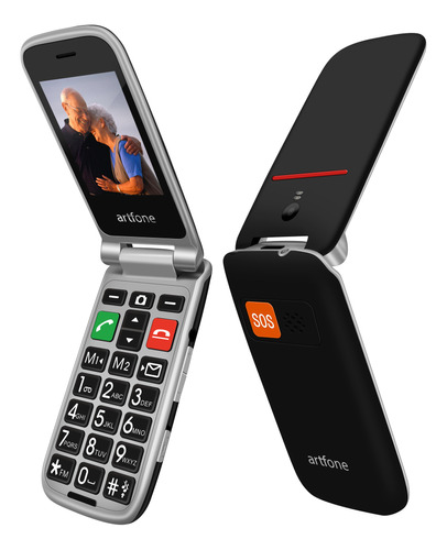 2g Teléfono Celular Artfone Cell Phone  Dual Sim Negro Sos Button