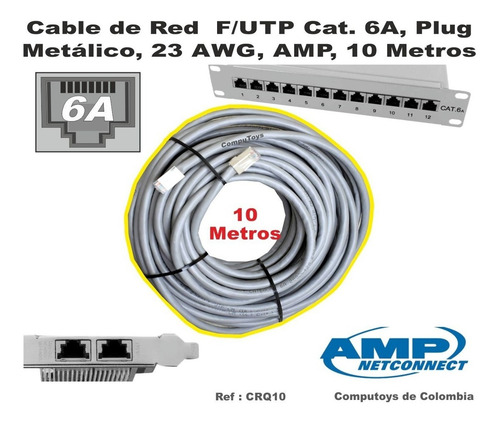 Imagen 3 de 7 de Cable De Red Utp Categoría 6a 10m Ref: Crq10 Computoys Sas