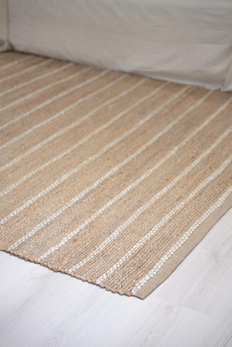 Alfombra Yute Nat. Con Algodon India Grande 200x300 Premium 3 M 2 M Yute Y Algodón Trenzado Natural Y Blanco