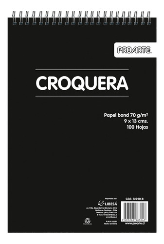 Croquera Proarte 9x13 Cm 100 Hojas