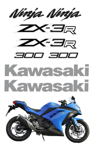 Kit Adesivo Para Kawasaki Ninja 300 Zx-3r 15960 Cor CINZA/PRETO