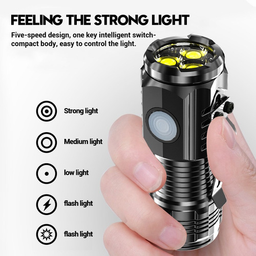 Linterna Led De 3 NĂșcleos Con Carga Usb, Linterna De Camping
