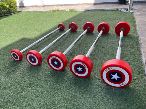 Set 5 Barras Rectas De Capitán América 10, 15, 20, 25 Y 30kg