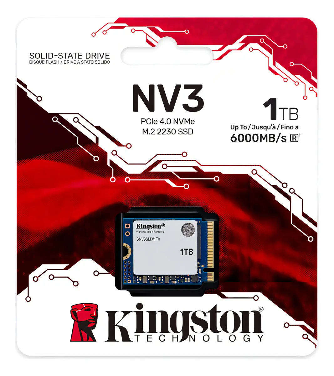 Ssd M.2 2230 Kingston Nv3 Mini 1TB Nvme Pcie 4.0 SNV3SM3/1T0 Velocidade De Leitura Até 6000mb/s E Gravação Até 4000mb/s