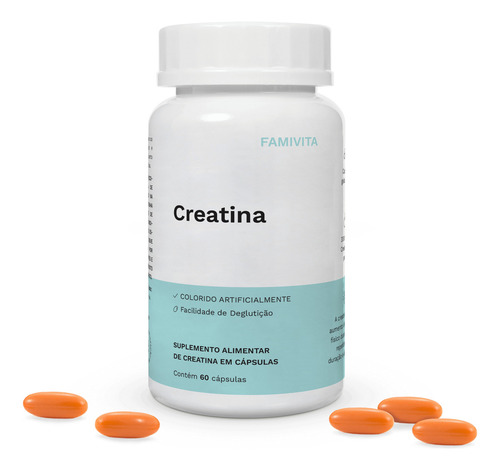 Creatina - 60 Cápsulas - Força E Performance Muscular Sabor Sem Sabor