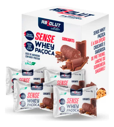 Sense Whey Paçoca Display Com 8 Unidades Absolut Nutrition Sabor Paçoca