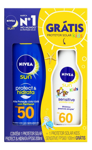 Kit Protetor Adulto 50fps 200ml E Infantil 60fps 100ml Nivea