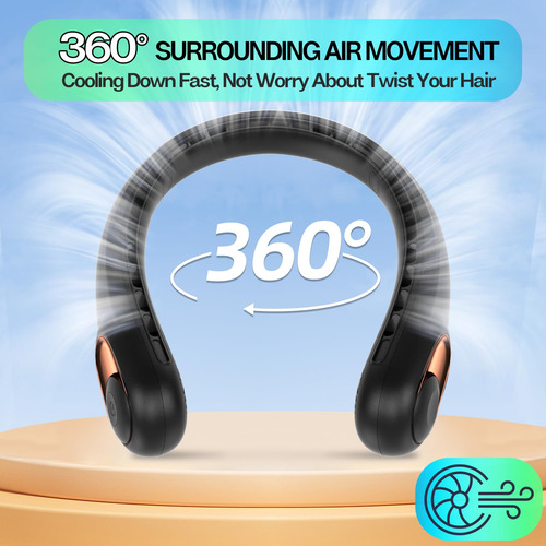 Ventilador De Cuello Portátil Sin Aspas 360 Silencioso Negro