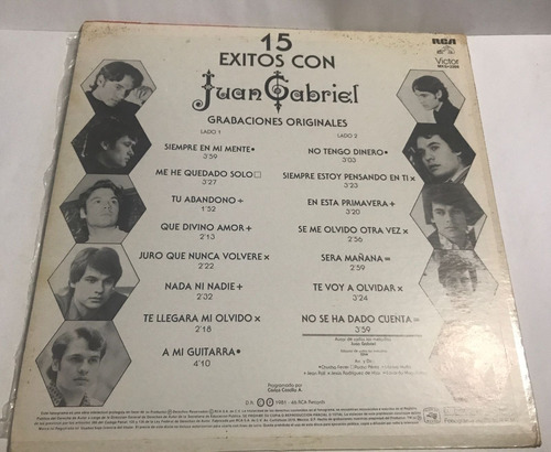 15 Exitos Con Juan Gabriel Disco Lp Original (Usado)