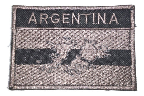 Parche Bordado Bandera Argentina Gris Malvinas C/ Palabra