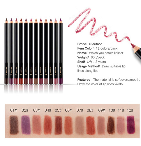 12 Uds Lápiz Labial De Maquillaje Cremoso De Larga Duración