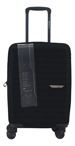Valija Carry On Unicross Para Viaje De Cabina Avión Equipaje De Mano Material Polipropileno Rígida Color Negro