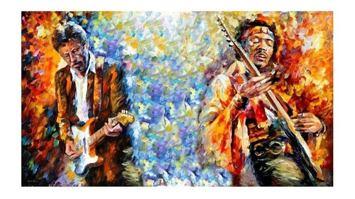 Imagem 1 de 1 de Poster 45x80cm Jimi Hendrix + Eric Clapton Para Decorar Sala