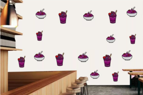 Adesivo Parede Açaí Decoração Comércio Sorveteria Lanchonete