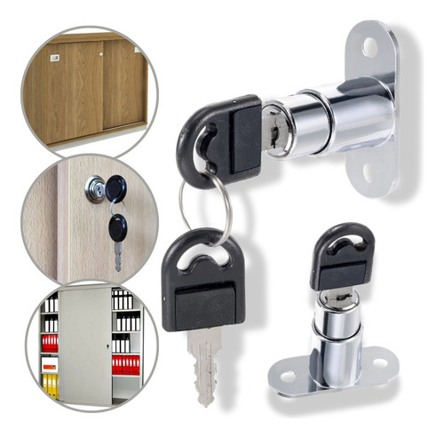 Kit 2 Fechadura Pressão 22mm Tranca Pino Avanço Porta Correr