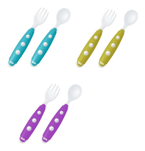 Nuk Cuchara Y Tenedor Bebe Mini Cubiertos Plastico + 6 Meses