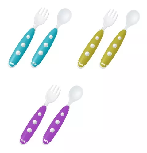 Set Nuk Cuchara Y Tenedor Bebe Mini Cubiertos Plástico