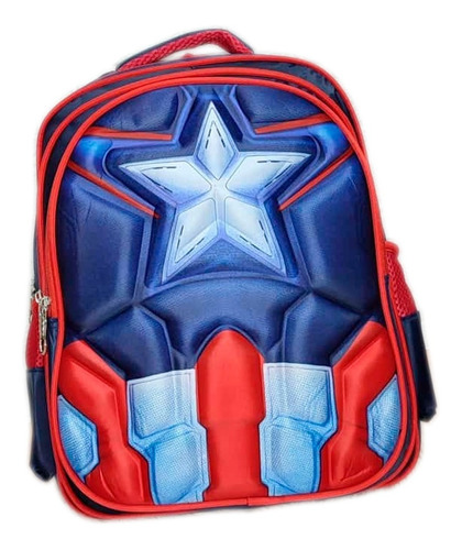 Maleta Escolar Capitán América Marvel Tapa Dura 3d Resistent