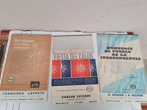 Lote De 3 Antiguos Almanaques Esso 1955 1963 Y 1966
