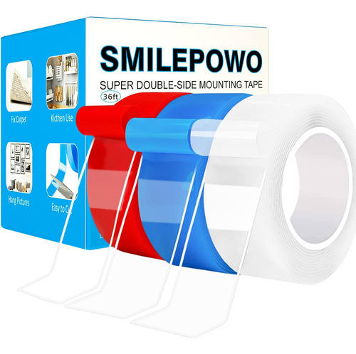 Smilepowo Cintas De Doble Cara Resistentes, Paquete De 3 Cin