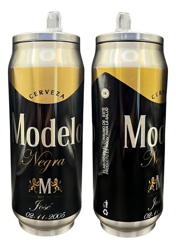 Termo Lata Diseños Cerveza Corona Victoria Tecate Etc Color Negro / Modelo