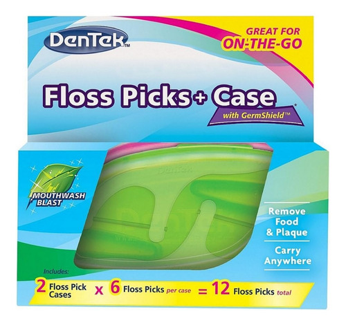 Dentek Floss Picks + Case On-the-go Menta Flosser  Colores P