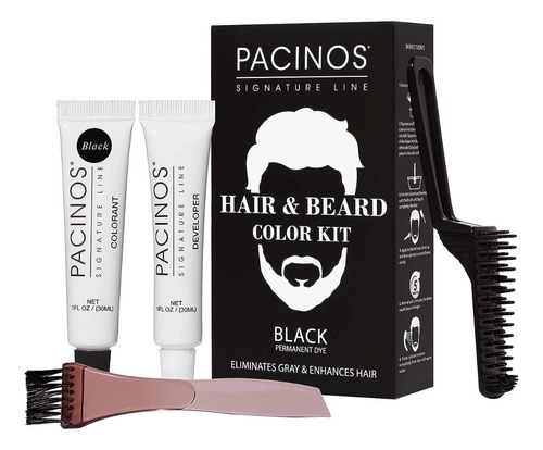 Pacinos Kit De Color Para Cabello Y Barba (negro) 