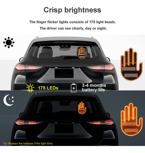 Luz Divertida Del Coche Del Gesto Con El Dedo Teledirigido