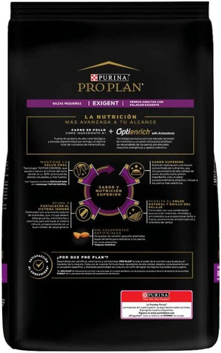 Alimento Pro Plan OptiEnrich Croquetas Purina Pro Plan Exigent Perro 7.5 Kg para perro adulto de raza pequeña sabor mix en bolsa de 3kg