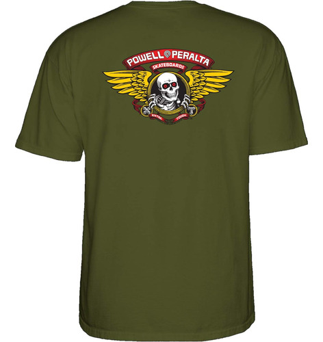 Camiseta Powell Peralta Winged Ripper, Verde Militar, Doble 