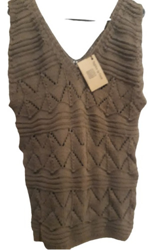 Remera Hilo Tejida A Mano Cuello V Con Calados (tlc74)