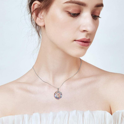 Collar Con Colgante De Mujer Con Forma De Rama Redonda Y Pel