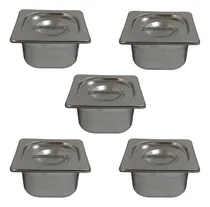Comprar Kit De 5 Cubas Gastronômicas Com Tampa Buffet Inox 1\u002F6 100mm