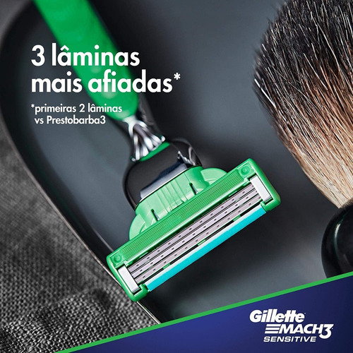 Imagem 5 de 7 de Aparelho Gillette Mach3 Sensitive E 9 Catuchos Kit Econômico