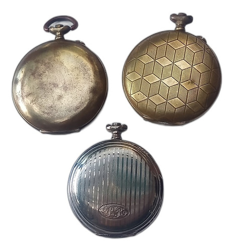 3 Antigua Cajas Para  Reloj De Bolsillo De 3 Tapas