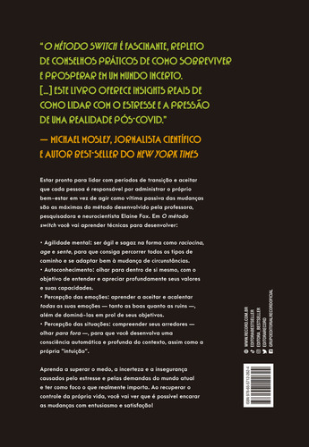 O Método Switch de Elaine Fox a Arte de Adaptar se e Dominar as Mudanças com Flexibilidade Mental Edição 1 Ano 2023 Editora Bestseller Capa Mole em Português