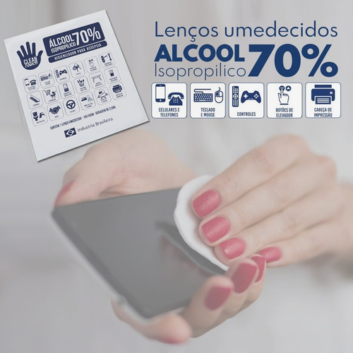 Lenço Em Tnt Umedecido - Alcool Gel 70% Prevenção C/50 Unid