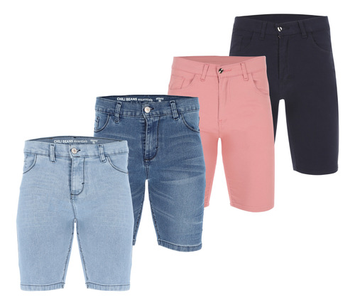 Paquete De 4 Bermudas Casual Short Para Hombre Comodas